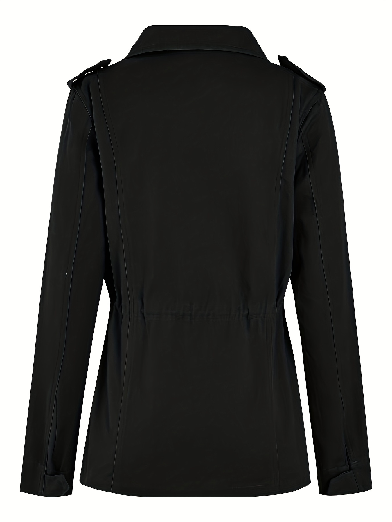 solid stand collar long sleeve pockets jacket winter warm zipper button casual outerwear womens clothing details 24